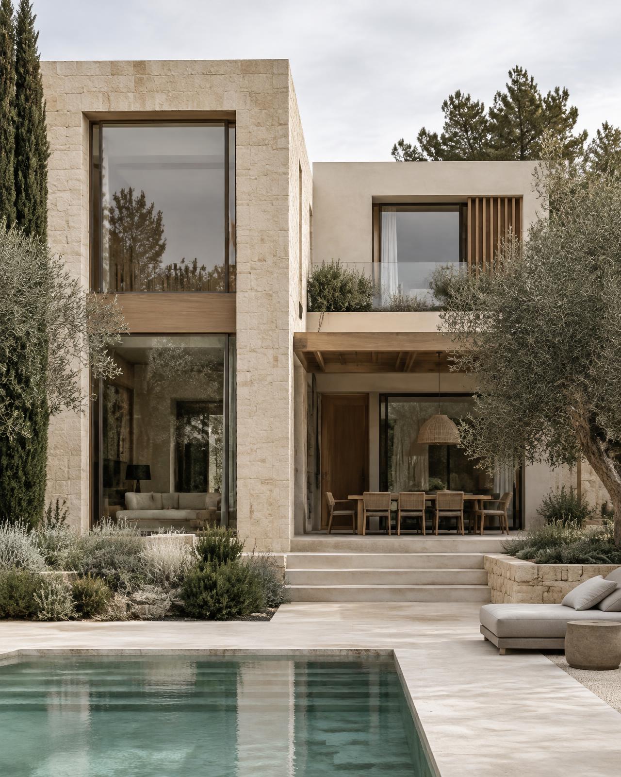 Vivienda contemporánea construida en piedra natural